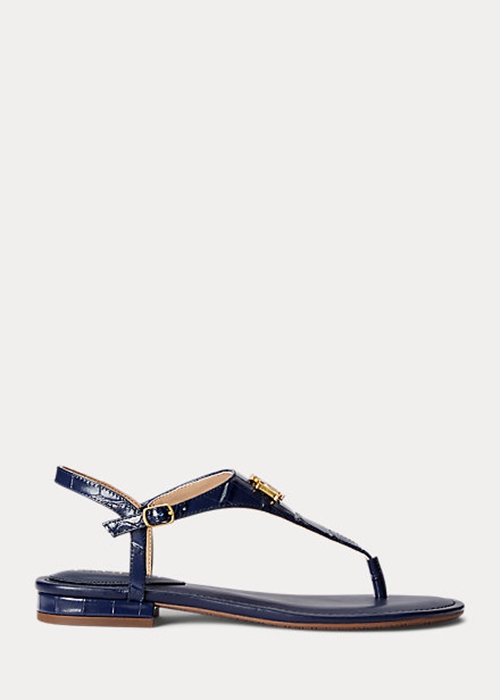 Navy Ralph Lauren Ellington Embossed Leather Women's Sandals | 0497-AHCKL