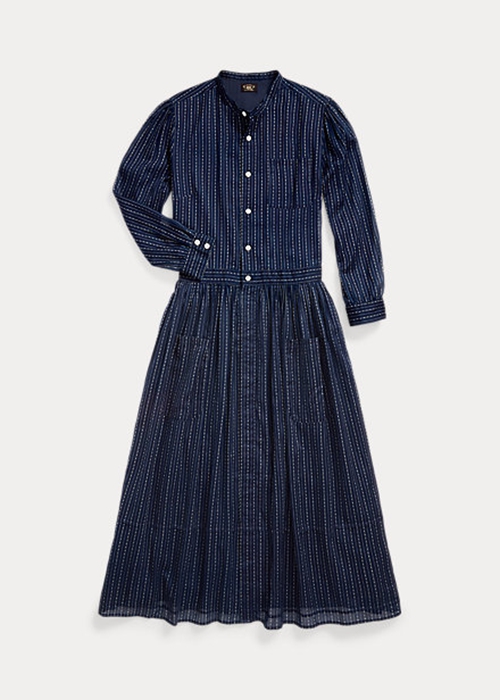 Navy Ralph Lauren Indigo Cotton Voiledress Women's Dress | 4350-FDQCP