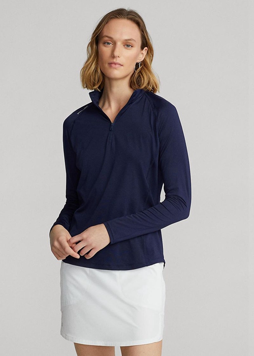 Navy Ralph Lauren Jersey Quarter-zip Pullover Women's Sweatshirts | 0856-TPOSE