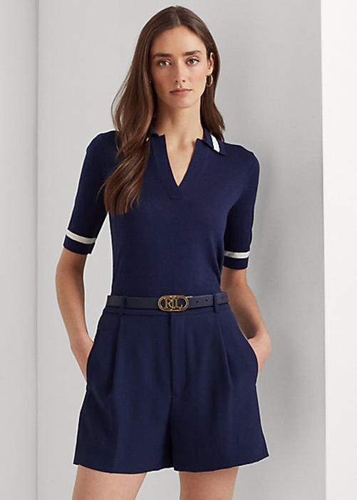 Navy Ralph Lauren Silk-Blend Short-Sleeve Women's Sweaters | 1503-FSVBC