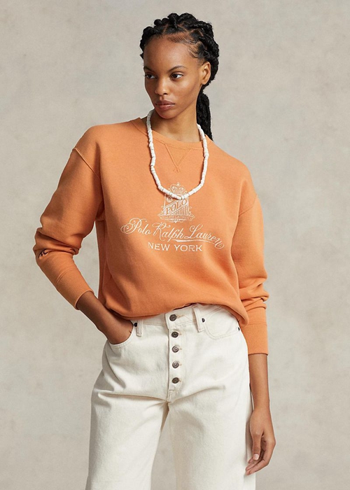Orange Ralph Lauren Logo Graphic Fleece Women's Sweatshirts | 7815-XYAUS
