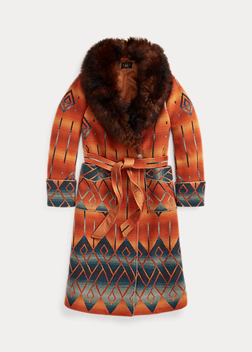 Orange Ralph Lauren Shearling-Collar Jacquard Women's Coats | 7542-QGVRS