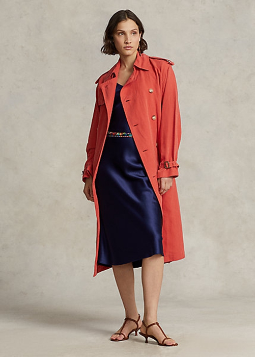 Orange Ralph Lauren Silk-Blend Women's Coats | 2043-HYKRP