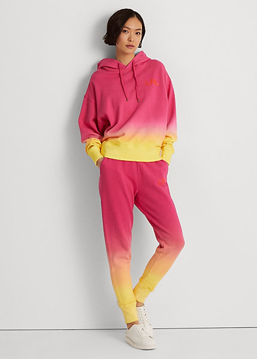 Pink / Orange / Yellow Ralph Lauren Dip-Dyed French Terry Women's Sweatpants | 2470-UGVXL