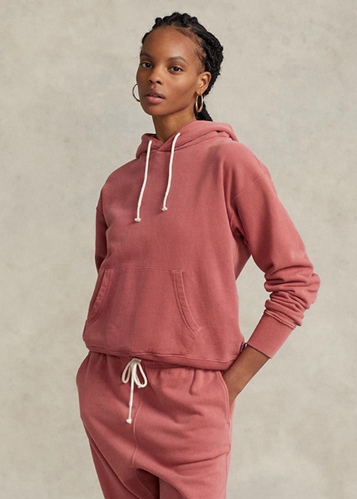 Pink Ralph Lauren Cotton Fleece Women's Hoodie | 0724-YFGKH