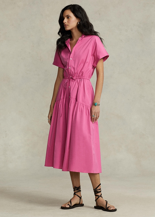 Pink Ralph Lauren Drawstring Women's Dress | 3142-RMGEU