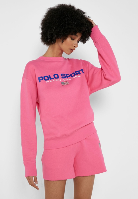 Pink Ralph Lauren Polo Women's Sweatshirts | 7196-GJYMI