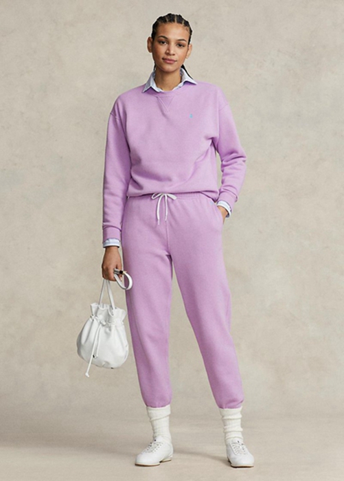 Purple Ralph Lauren Fleece Athletics Women's Pants | 7512-LEPYZ