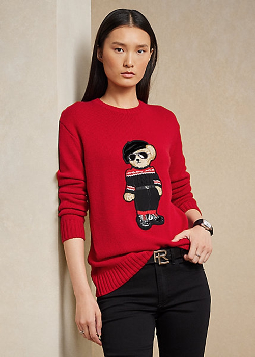 Red Ralph Lauren unar New Year Bear Women's Sweaters | 4873-XMOYU