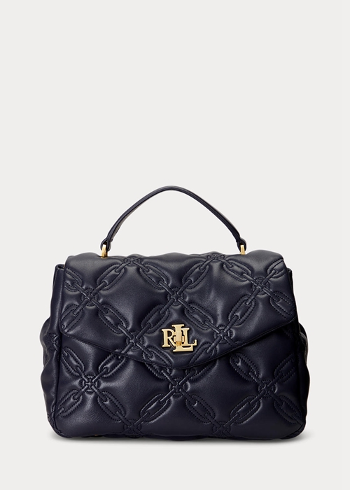 Refined Navy Ralph Lauren Quilted Leather Medium Farrah Women's Satchel Bags | 5390-EPJTW