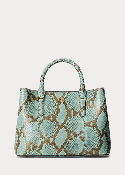 Turquoise Ralph Lauren Faux-Snakeskin Medium Marcy Women's Satchel Bags | 8506-LJUOE