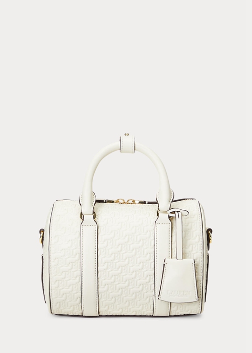 Vanilla/Buff Ralph Lauren Debossed Leather Small Kaden Women's Satchel Bags | 2139-NDAUX