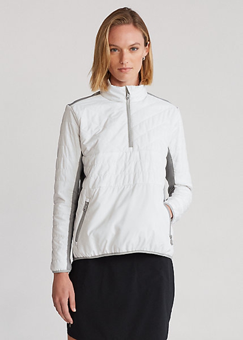White / Grey Ralph Lauren Hybrid Quarter-Zip Women's Sweatshirts | 2846-ACBME