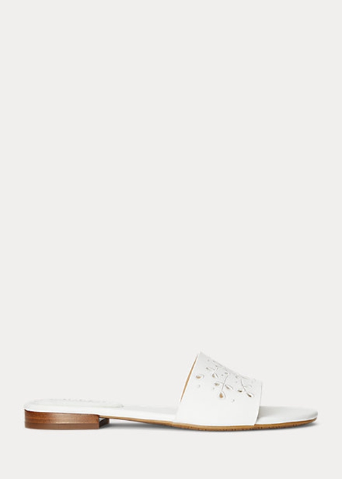 White Ralph Lauren Andee Eyelet Leather Women's Sandals | 4798-RZMIL