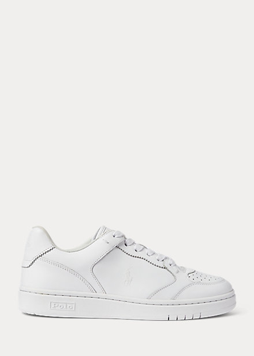 White Ralph Lauren Court Leather Women's Sneakers | 0541-SNOYX