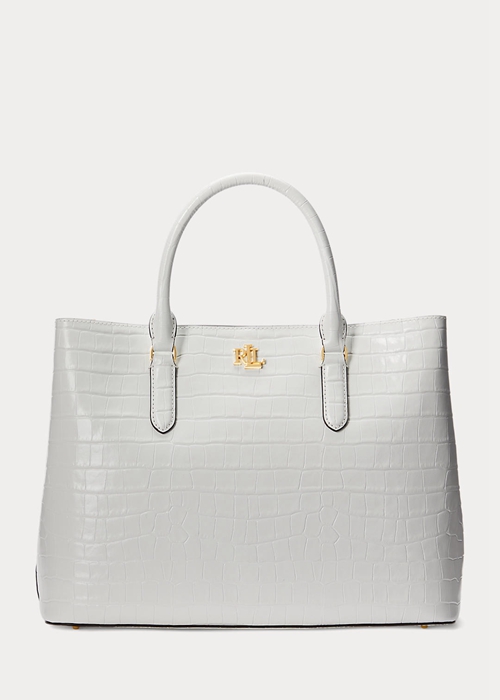 White Ralph Lauren Embossed Leather Large Marcy Women's Satchel Bags | 8730-QKNUL