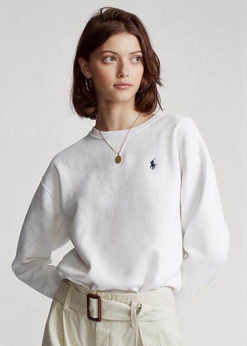 White Ralph Lauren Fleece Pullover Women's Sweatshirts | 6309-YQBAE