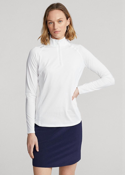 White Ralph Lauren Jersey Quarter-zip Pullover Women's Sweatshirts | 3802-HLFZE